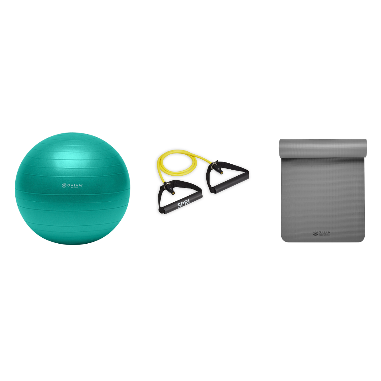 Fitness Bundle - Balance Ball (65cm), Xertube (Very Light), Fitness Mat (Grey)