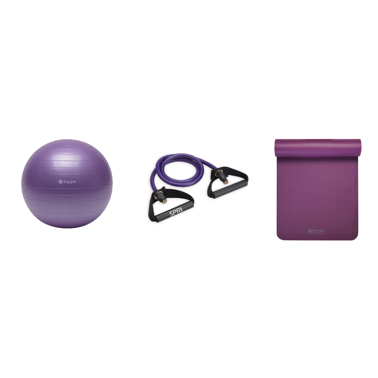 Fitness Bundle - Balance Ball (55cm), Xertube (Ultra Heavy), Fitness Mat (Purple)