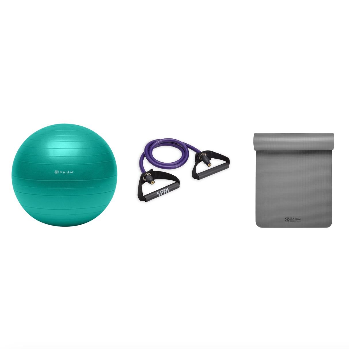 Fitness Bundle - Balance Ball (65cm), Xertube (Ultra Heavy), Fitness Mat (Grey)